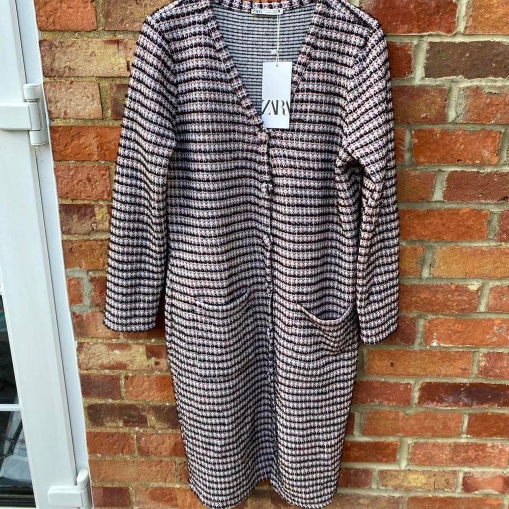 Zara Textured V-Neck Midi Dress/Cardigan – Size Medium (NWT)